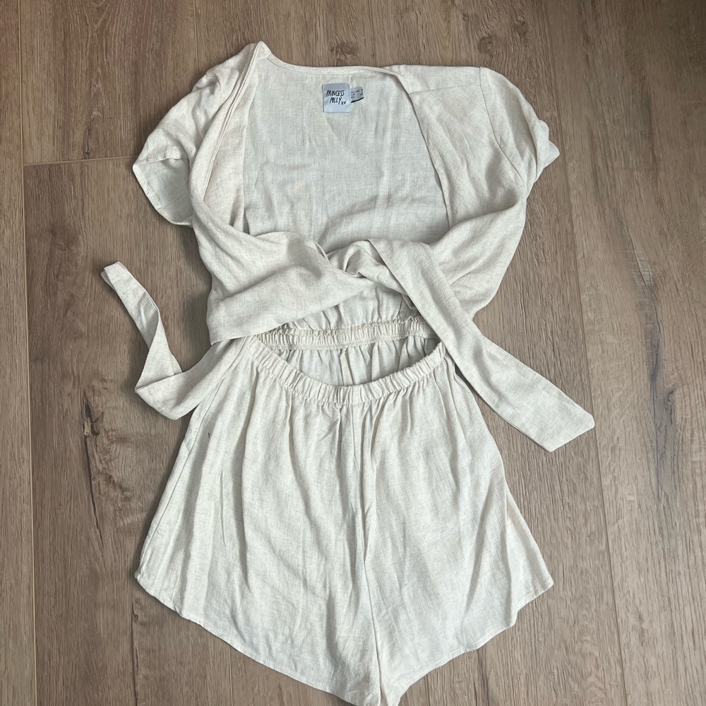Princess Polly Linen Wrap Dress